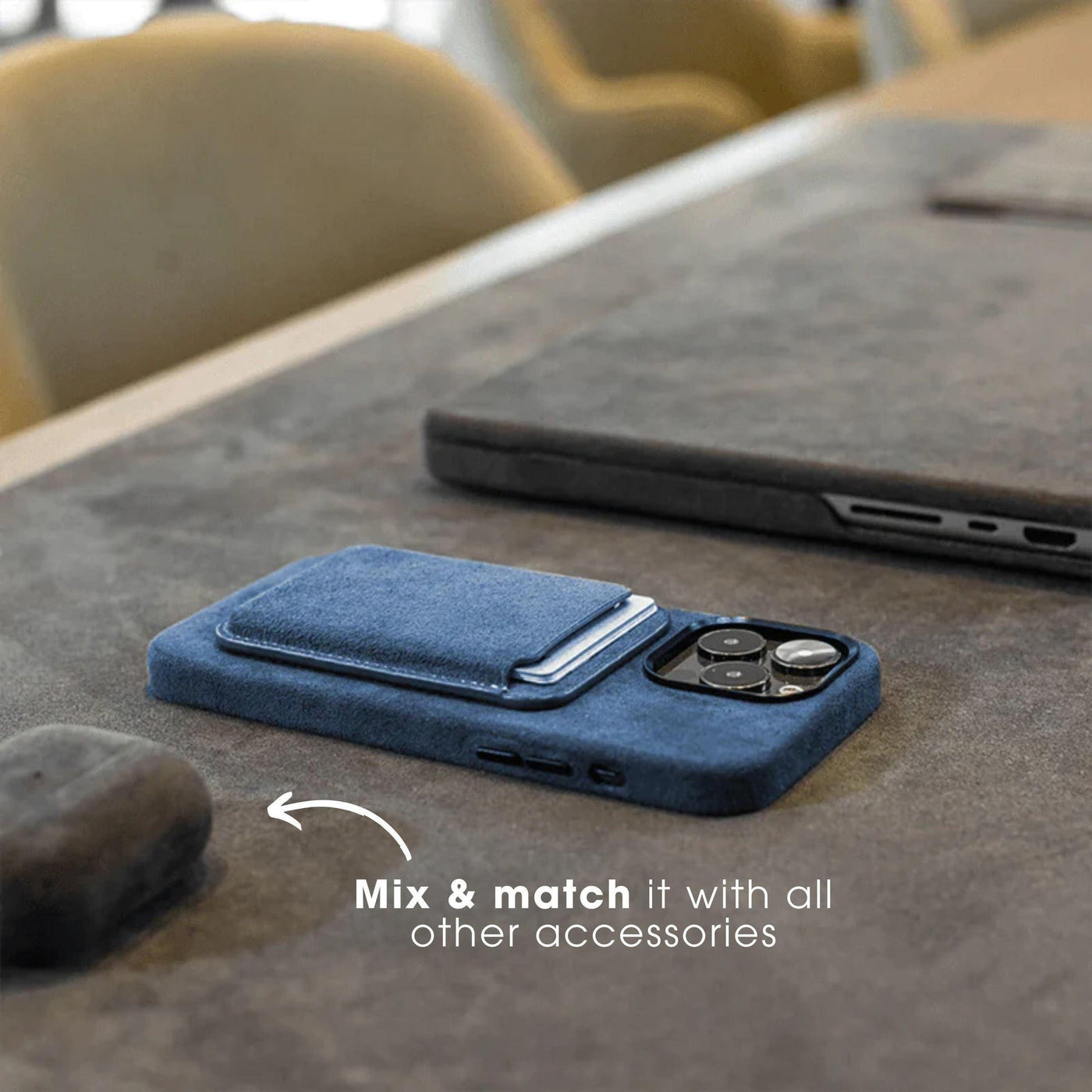 Husa iPhone - Alcantara Blue - ALZARA
